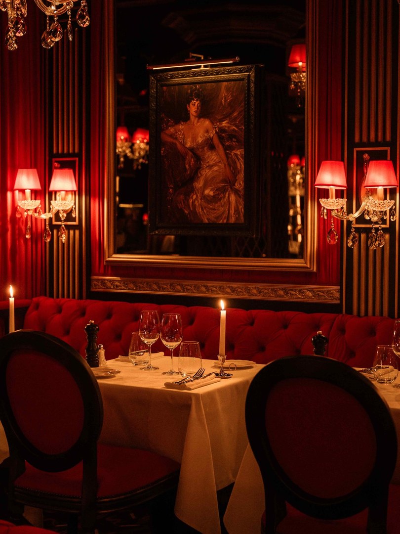 The tufted banquettes of Le Salon at Le Piaf Dubai